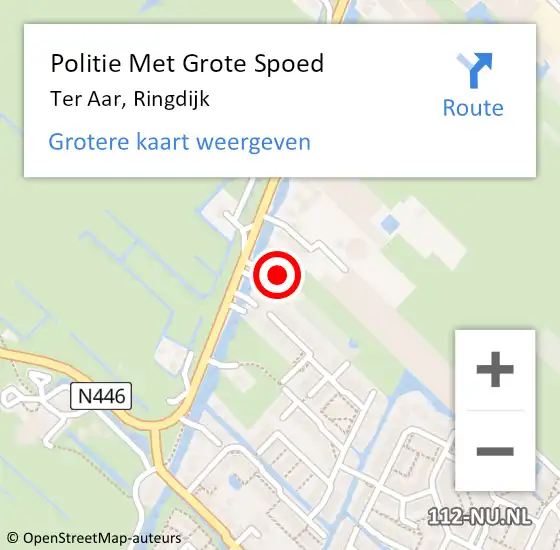 Locatie op kaart van de 112 melding: Politie Met Grote Spoed Naar Ter Aar, Ringdijk op 7 januari 2024 14:39