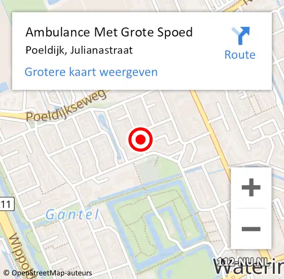 Locatie op kaart van de 112 melding: Ambulance Met Grote Spoed Naar Poeldijk, Julianastraat op 7 januari 2024 15:03