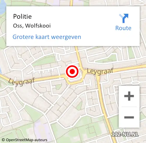 Locatie op kaart van de 112 melding: Politie Oss, Wolfskooi op 7 januari 2024 15:13