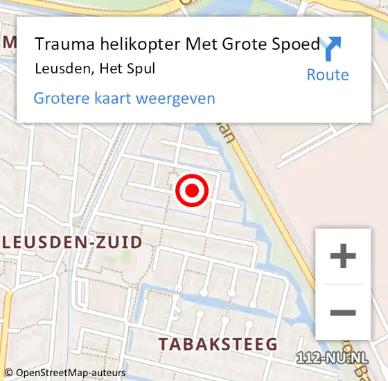 Locatie op kaart van de 112 melding: Trauma helikopter Met Grote Spoed Naar Leusden, Het Spul op 7 januari 2024 15:13