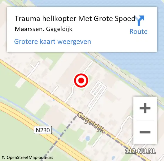 Locatie op kaart van de 112 melding: Trauma helikopter Met Grote Spoed Naar Maarssen, Gageldijk op 7 januari 2024 16:01