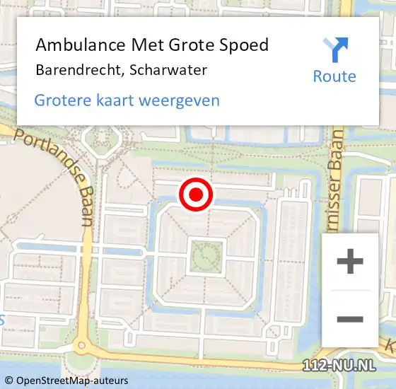 Locatie op kaart van de 112 melding: Ambulance Met Grote Spoed Naar Barendrecht, Scharwater op 7 januari 2024 16:19