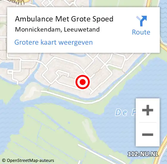 Locatie op kaart van de 112 melding: Ambulance Met Grote Spoed Naar Monnickendam, Leeuwetand op 7 januari 2024 16:29