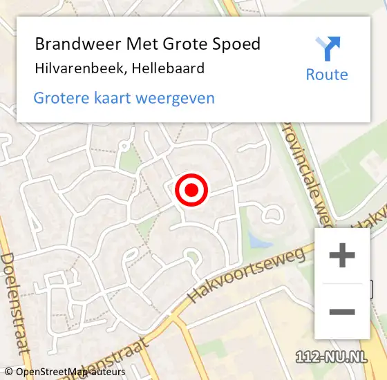 Locatie op kaart van de 112 melding: Brandweer Met Grote Spoed Naar Hilvarenbeek, Hellebaard op 7 januari 2024 16:35