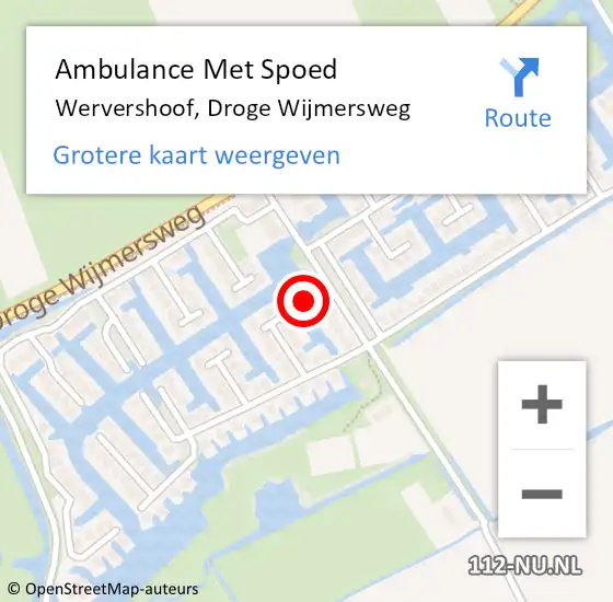 Locatie op kaart van de 112 melding: Ambulance Met Spoed Naar Wervershoof, Droge Wijmersweg op 7 januari 2024 16:53