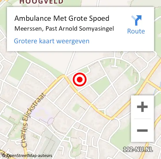 Locatie op kaart van de 112 melding: Ambulance Met Grote Spoed Naar Meerssen, Past Arnold Somyasingel op 21 september 2014 10:31