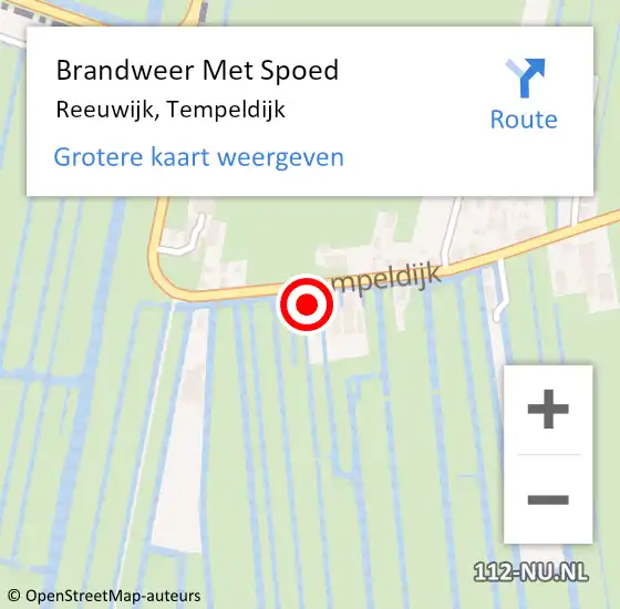 Locatie op kaart van de 112 melding: Brandweer Met Spoed Naar Reeuwijk, Tempeldijk op 7 januari 2024 17:21