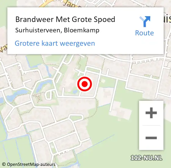 Locatie op kaart van de 112 melding: Brandweer Met Grote Spoed Naar Surhuisterveen, Bloemkamp op 7 januari 2024 17:22