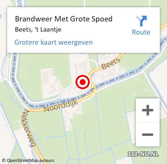 Locatie op kaart van de 112 melding: Brandweer Met Grote Spoed Naar Beets, 't Laantje op 7 januari 2024 17:38