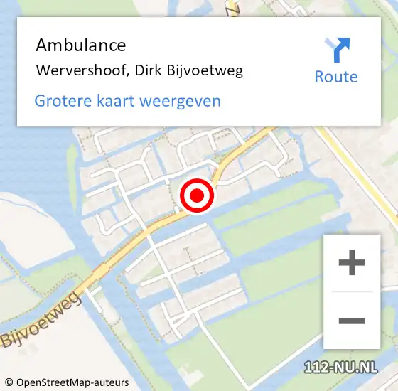 Locatie op kaart van de 112 melding: Ambulance Wervershoof, Dirk Bijvoetweg op 7 januari 2024 17:43