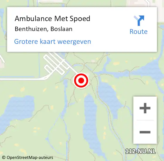 Locatie op kaart van de 112 melding: Ambulance Met Spoed Naar Benthuizen, Boslaan op 7 januari 2024 17:52