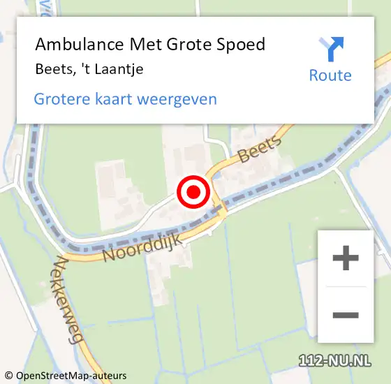 Locatie op kaart van de 112 melding: Ambulance Met Grote Spoed Naar Beets, 't Laantje op 7 januari 2024 17:56