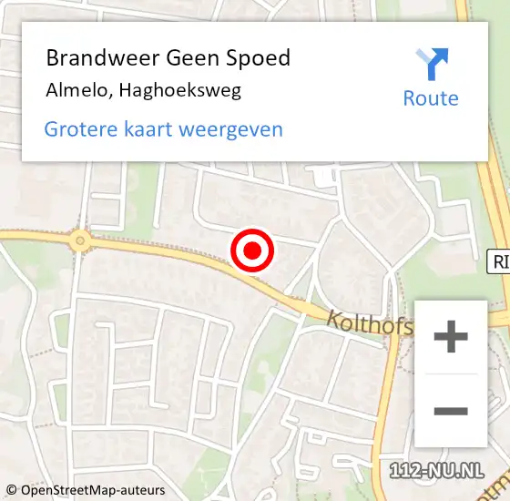 Locatie op kaart van de 112 melding: Brandweer Geen Spoed Naar Almelo, Haghoeksweg op 7 januari 2024 18:00