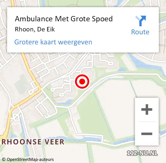 Locatie op kaart van de 112 melding: Ambulance Met Grote Spoed Naar Rhoon, De Eik op 7 januari 2024 18:06