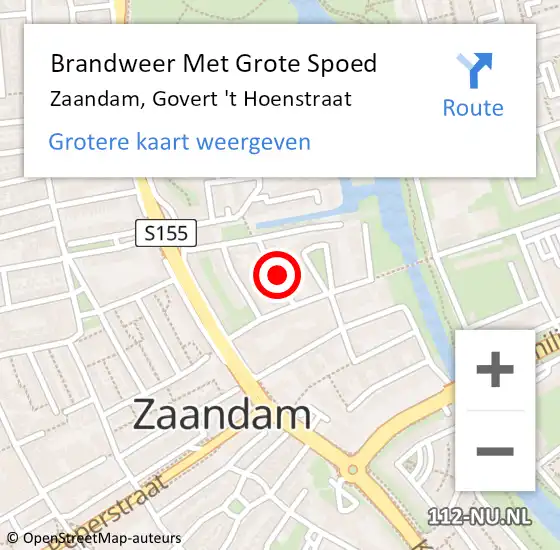 Locatie op kaart van de 112 melding: Brandweer Met Grote Spoed Naar Zaandam, Govert 't Hoenstraat op 7 januari 2024 18:19