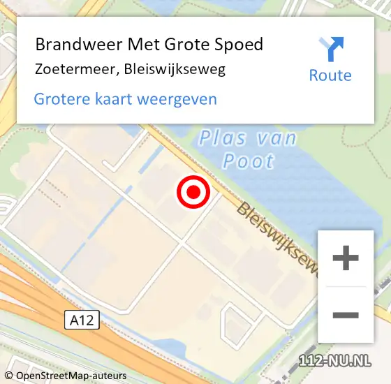 Locatie op kaart van de 112 melding: Brandweer Met Grote Spoed Naar Zoetermeer, Bleiswijkseweg op 7 januari 2024 18:27