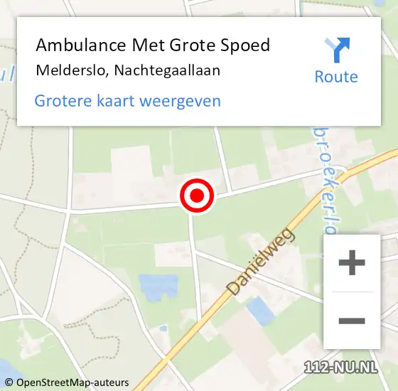 Locatie op kaart van de 112 melding: Ambulance Met Grote Spoed Naar Melderslo, Nachtegaallaan op 21 september 2014 10:42