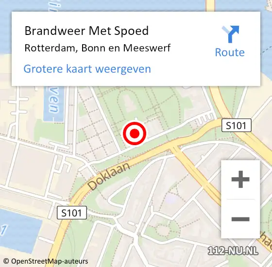 Locatie op kaart van de 112 melding: Brandweer Met Spoed Naar Rotterdam, Bonn en Meeswerf op 7 januari 2024 19:04