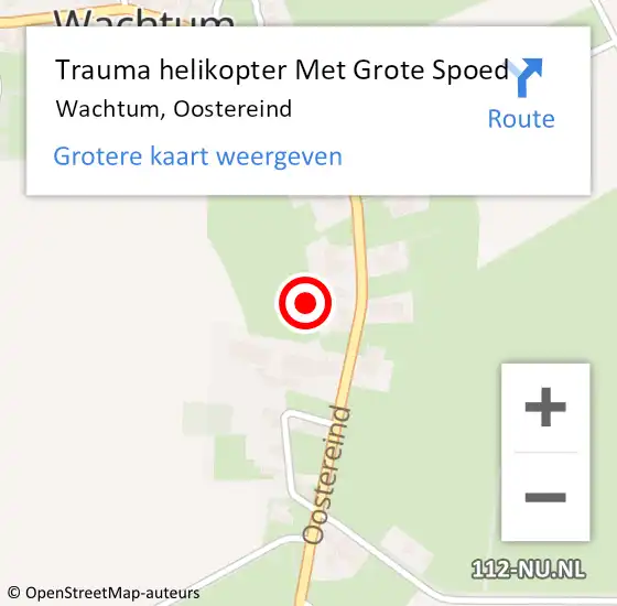 Locatie op kaart van de 112 melding: Trauma helikopter Met Grote Spoed Naar Wachtum, Oostereind op 7 januari 2024 19:23