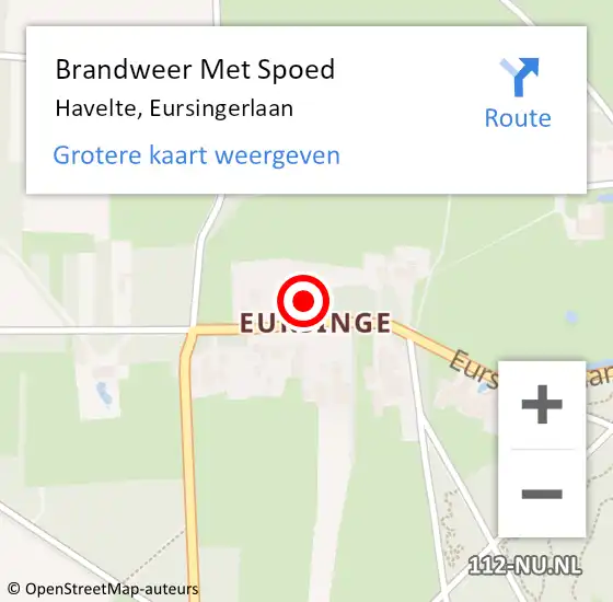 Locatie op kaart van de 112 melding: Brandweer Met Spoed Naar Havelte, Eursingerlaan op 7 januari 2024 19:37