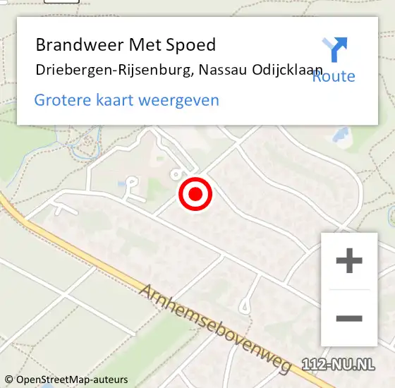 Locatie op kaart van de 112 melding: Brandweer Met Spoed Naar Driebergen-Rijsenburg, Nassau Odijcklaan op 7 januari 2024 19:55