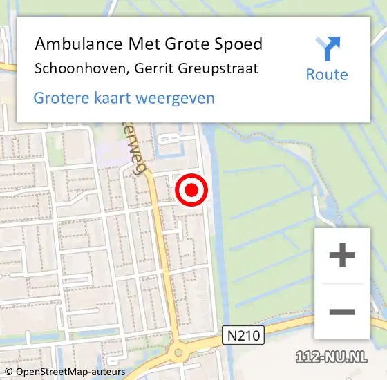 Locatie op kaart van de 112 melding: Ambulance Met Grote Spoed Naar Schoonhoven, Gerrit Greupstraat op 7 januari 2024 20:09