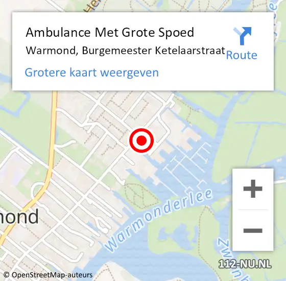 Locatie op kaart van de 112 melding: Ambulance Met Grote Spoed Naar Warmond, Burgemeester Ketelaarstraat op 7 januari 2024 20:18