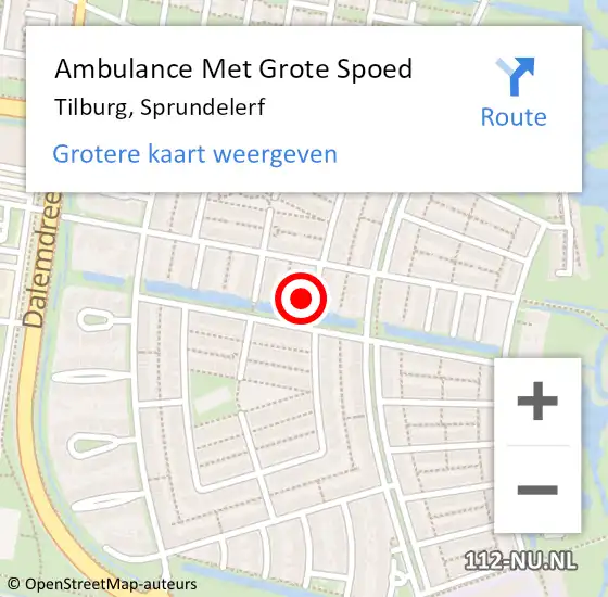 Locatie op kaart van de 112 melding: Ambulance Met Grote Spoed Naar Tilburg, Sprundelerf op 21 september 2014 10:51