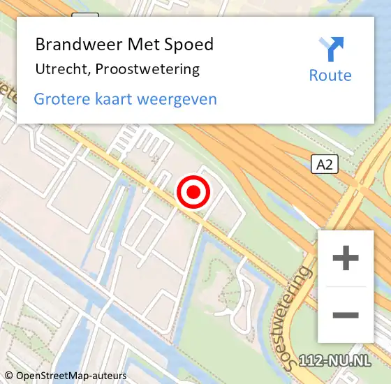 Locatie op kaart van de 112 melding: Brandweer Met Spoed Naar Utrecht, Proostwetering op 7 januari 2024 20:25