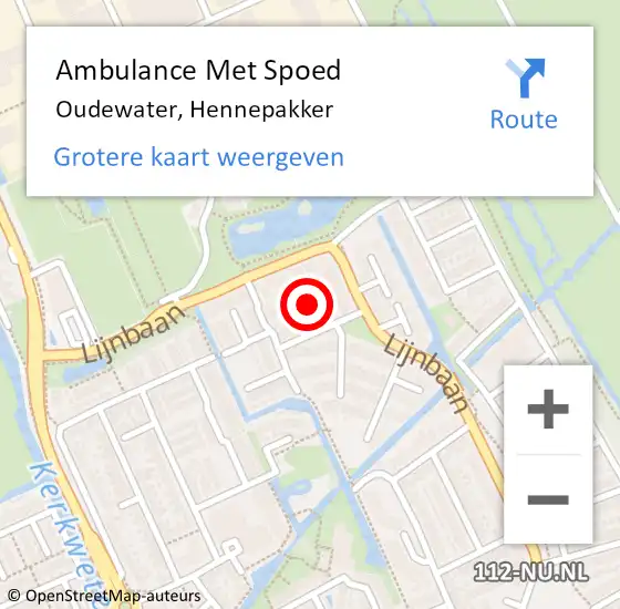 Locatie op kaart van de 112 melding: Ambulance Met Spoed Naar Oudewater, Hennepakker op 7 januari 2024 20:57