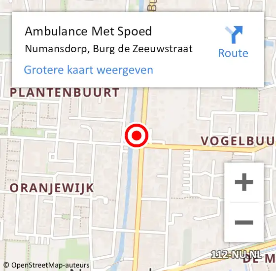 Locatie op kaart van de 112 melding: Ambulance Met Spoed Naar Numansdorp, Burg de Zeeuwstraat op 7 januari 2024 21:01