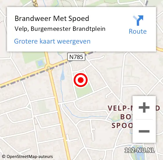 Locatie op kaart van de 112 melding: Brandweer Met Spoed Naar Velp, Burgemeester Brandtplein op 7 januari 2024 21:15