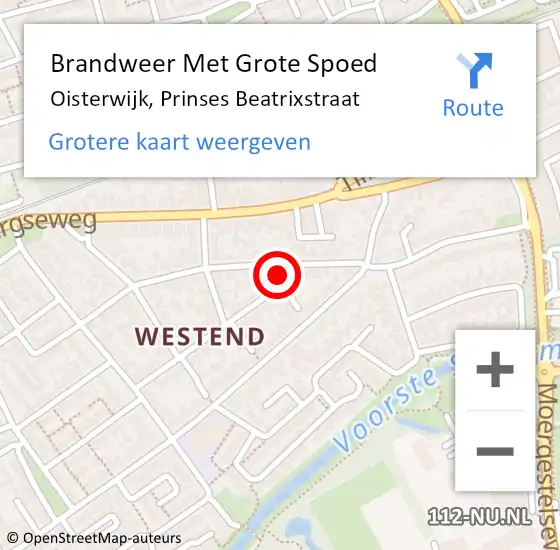 Locatie op kaart van de 112 melding: Brandweer Met Grote Spoed Naar Oisterwijk, Prinses Beatrixstraat op 7 januari 2024 21:31
