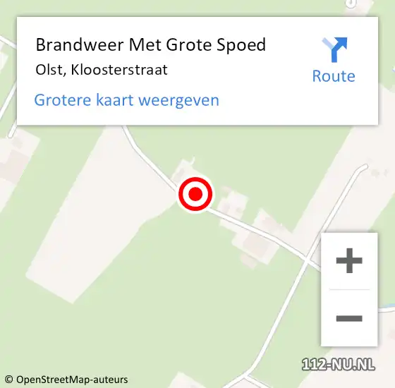 Locatie op kaart van de 112 melding: Brandweer Met Grote Spoed Naar Olst, Kloosterstraat op 7 januari 2024 21:34