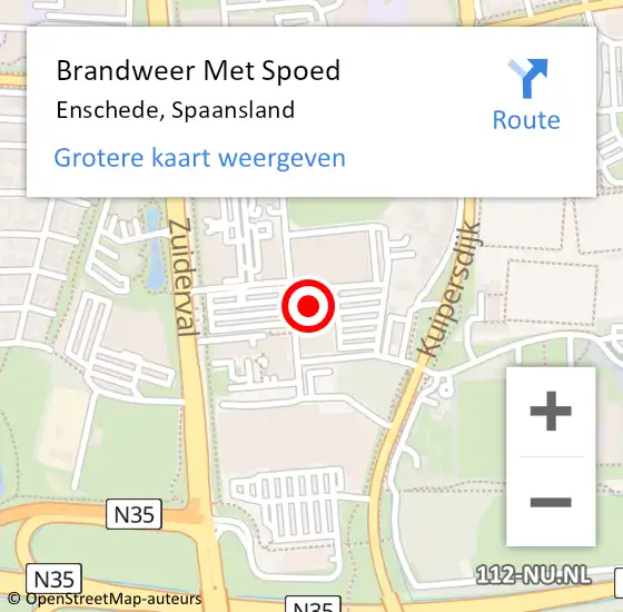 Locatie op kaart van de 112 melding: Brandweer Met Spoed Naar Enschede, Spaansland op 7 januari 2024 21:46