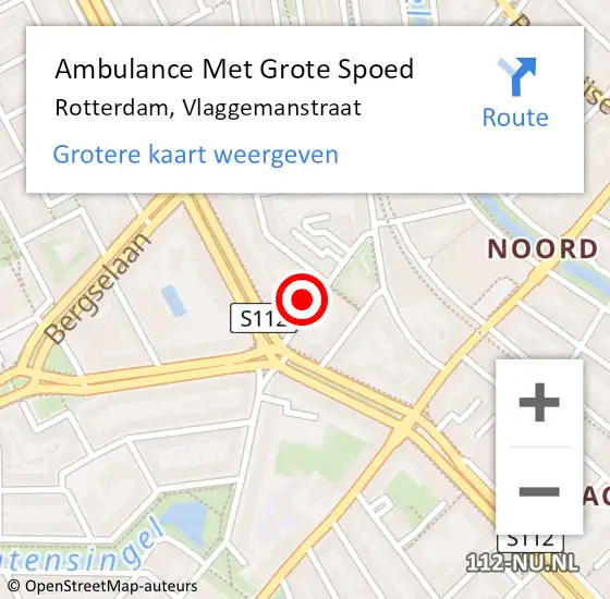 Locatie op kaart van de 112 melding: Ambulance Met Grote Spoed Naar Rotterdam, Vlaggemanstraat op 7 januari 2024 21:47