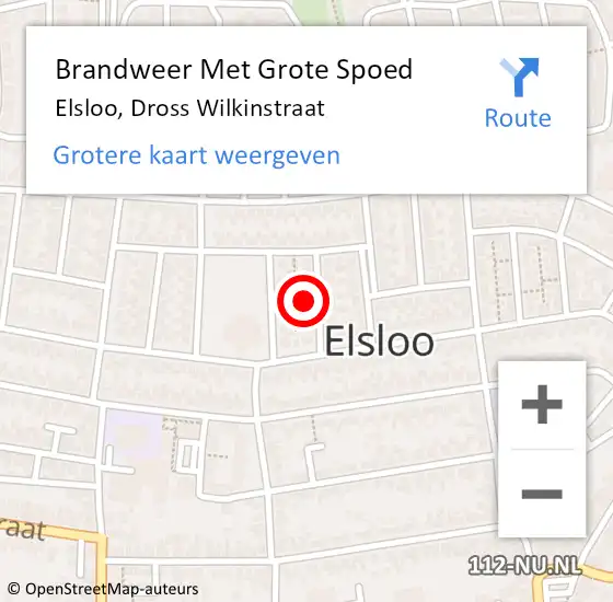 Locatie op kaart van de 112 melding: Brandweer Met Grote Spoed Naar Elsloo, Dross Wilkinstraat op 7 januari 2024 22:14