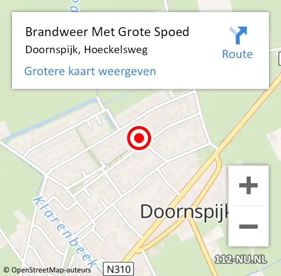 Locatie op kaart van de 112 melding: Brandweer Met Grote Spoed Naar Doornspijk, Hoeckelsweg op 7 januari 2024 22:55