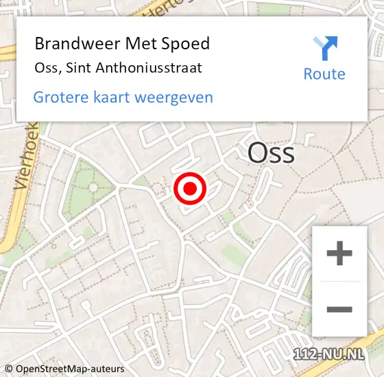 Locatie op kaart van de 112 melding: Brandweer Met Spoed Naar Oss, Sint Anthoniusstraat op 7 januari 2024 23:07