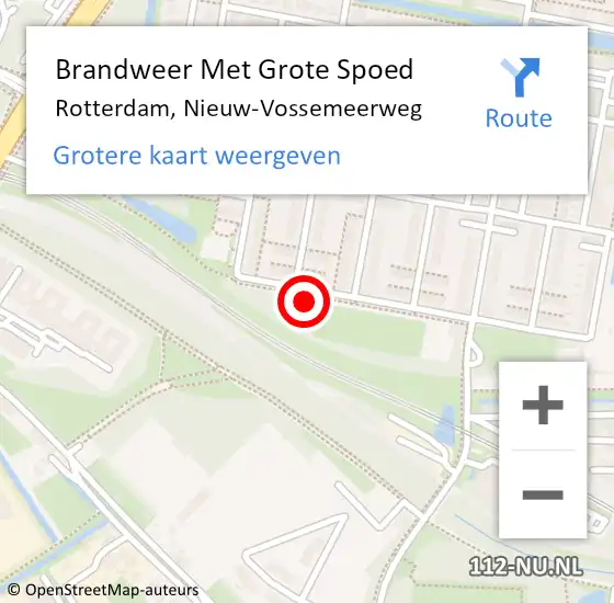Locatie op kaart van de 112 melding: Brandweer Met Grote Spoed Naar Rotterdam, Nieuw-Vossemeerweg op 7 januari 2024 23:45