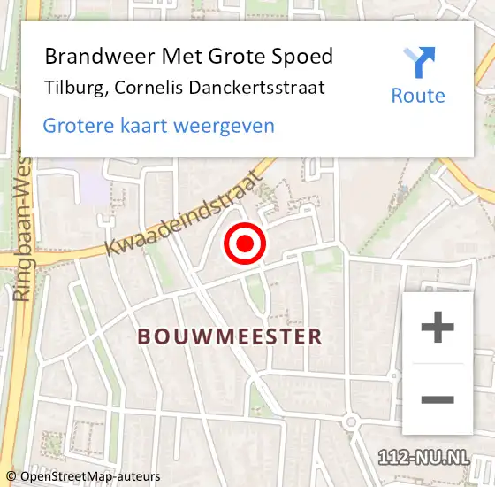 Locatie op kaart van de 112 melding: Brandweer Met Grote Spoed Naar Tilburg, Cornelis Danckertsstraat op 7 januari 2024 23:54