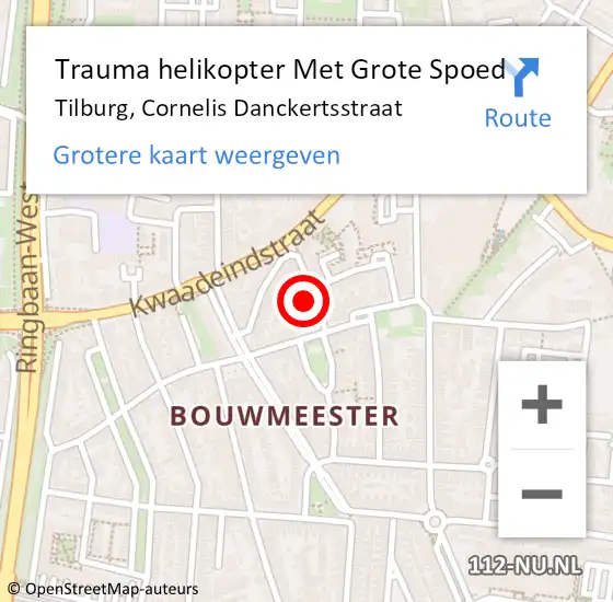 Locatie op kaart van de 112 melding: Trauma helikopter Met Grote Spoed Naar Tilburg, Cornelis Danckertsstraat op 7 januari 2024 23:55