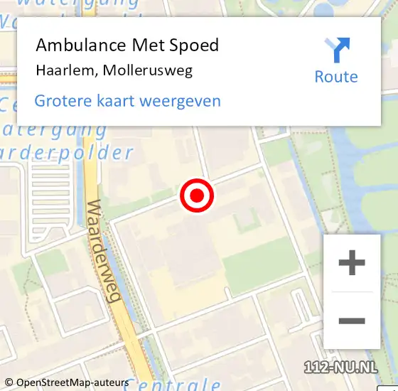 Locatie op kaart van de 112 melding: Ambulance Met Spoed Naar Haarlem, Mollerusweg op 8 januari 2024 00:08