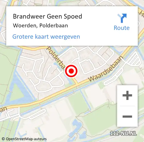 Locatie op kaart van de 112 melding: Brandweer Geen Spoed Naar Woerden, Polderbaan op 8 januari 2024 00:13