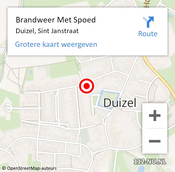 Locatie op kaart van de 112 melding: Brandweer Met Spoed Naar Duizel, Sint Janstraat op 8 januari 2024 00:19