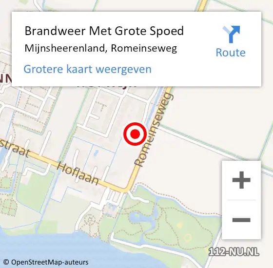 Locatie op kaart van de 112 melding: Brandweer Met Grote Spoed Naar Mijnsheerenland, Romeinseweg op 8 januari 2024 00:33