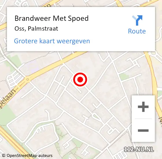 Locatie op kaart van de 112 melding: Brandweer Met Spoed Naar Oss, Palmstraat op 8 januari 2024 00:42