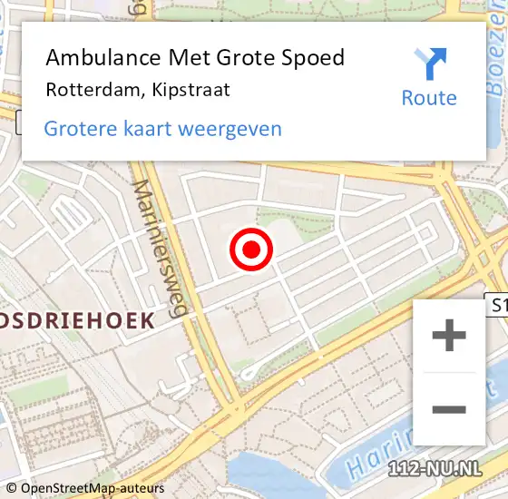 Locatie op kaart van de 112 melding: Ambulance Met Grote Spoed Naar Rotterdam, Kipstraat op 8 januari 2024 00:49