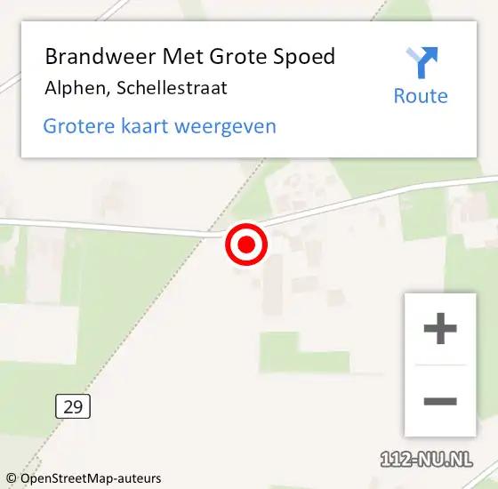 Locatie op kaart van de 112 melding: Brandweer Met Grote Spoed Naar Alphen, Schellestraat op 8 januari 2024 02:09