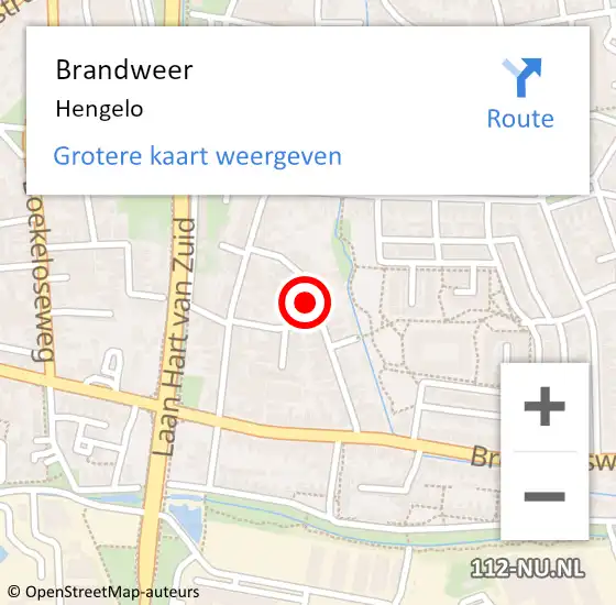 Locatie op kaart van de 112 melding: Brandweer Hengelo op 8 januari 2024 03:43